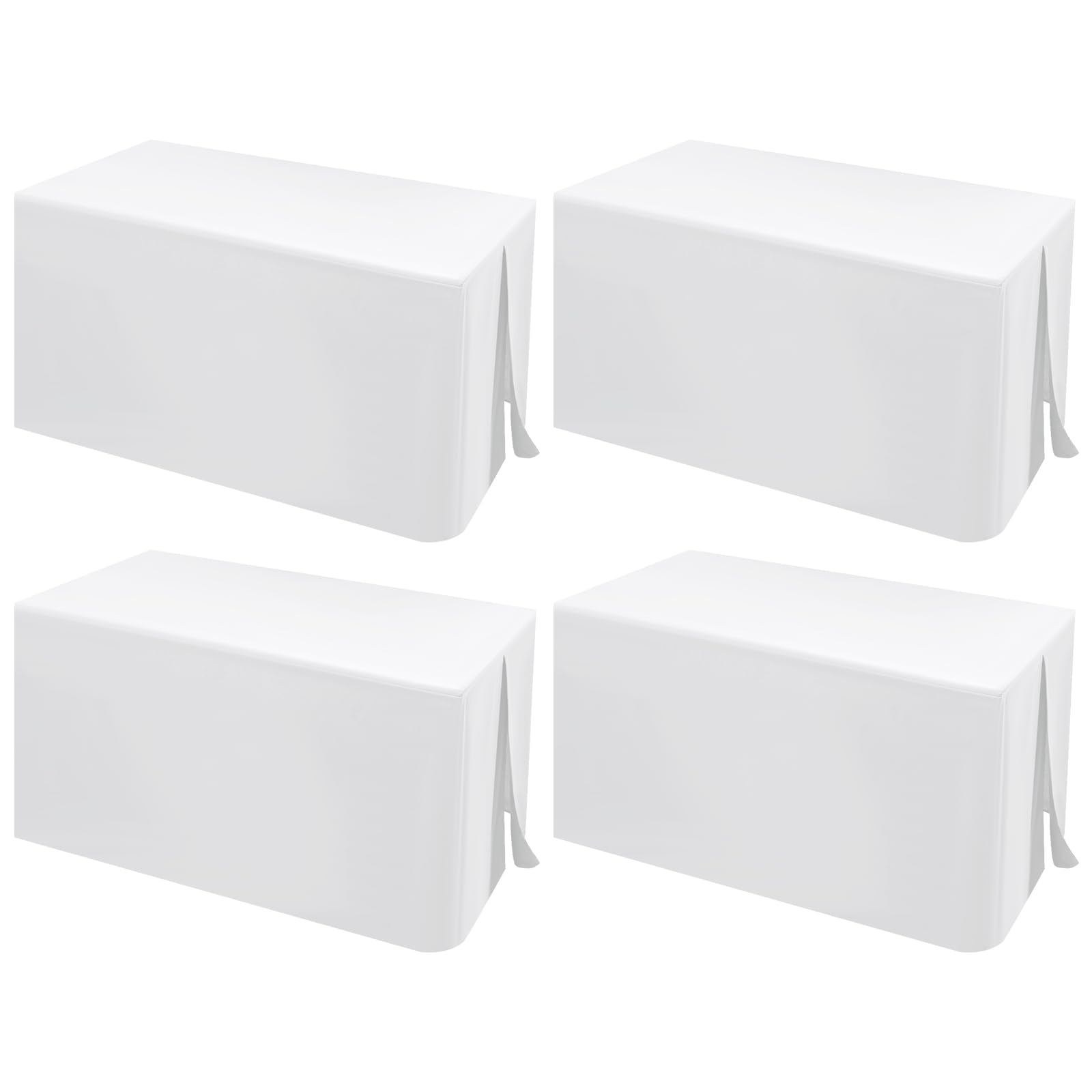 Teruntrue Mantel blanco para mesas de 6 pies, paquete de 4 manteles rectangulares para mesas plegables, mantel de 6 pies para ferias, ferias de artesanía, exposiciones, fiestas, eventos (183 x 76 cm)