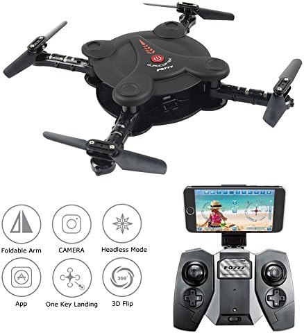 Drone RC Quadcopter with FPV Camera Live Video - 2 Batteries - Flexible Foldable Aerofoils - App WiFi Phone Control - Altitude Hold 3D Flips & Rolls- 6-Axis Gyro Gravity Sensor RTF Helicopter