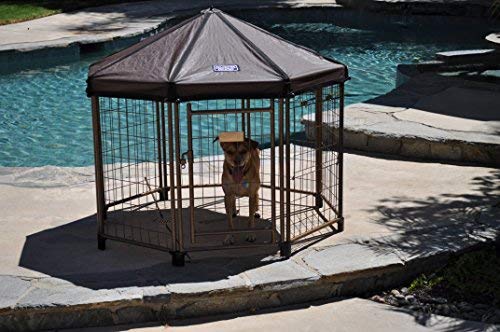 Advantek Pet Gazebo Outdoor Metal Dog Kennel with Reversible Cover, 4 Foot