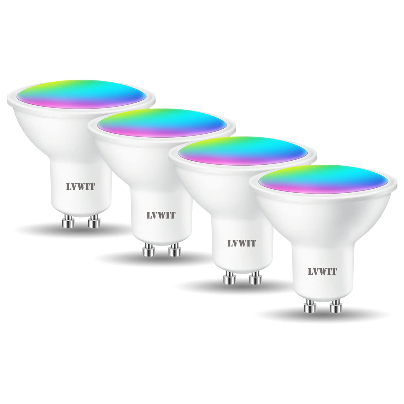 LVWIT LVWIT Lampadina Alexa, Lampadina Smart GU10 Wifi, 4W Equivalenti a 32W, 350Lm, Lampadine Smart con Telecomando Compatibile con Alexa, Echo, Google Assistant, 16 Milioni di Colori RGBWW,4 Pcs