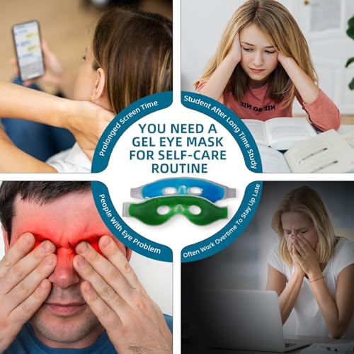 Image of Aqua Ice Face & Eye Cooling Gel Pad and Aloe Vera Gel Mask Ice Pack for Face and Eye Patches Remove Dark Circles, Fatigue Cool Eyes Patch Pads Eye Care | Facial Skin Refresh Face Mask for Hot & Cold Therapy (Blue Hole Eye Mask, Pack of 2)