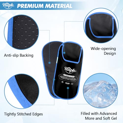 Image of Hilph Foot Ice Pack Slippers for Plantar Fasciitis, 1 Pair - Reusable Hot & Cold Packs, Gel Ice Slippers for Foot, Broken Toes, Gout, Surgery, Neuropathy, Diabetic, Swollen, Black