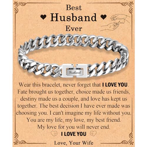 Dad Son Grandson Uncle Nephew Brother Husband Boyfriend Gifts for Men Boys, Cuban Chain Link Bracelet Gifts Graduation Back to School Birthday Christmas Anniversary Valentines Day Gifts for Him Men Teen Boys