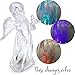 BANBERRY DESIGNS Angel Lighted Figurine - Holding a Bird - LED Clear Acrylic Figurine - Religious Decor - Church - Faith - Christmas - Easter - Decoration - Measures 7