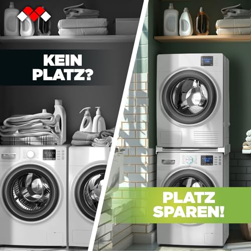 Meliconi Torre Evo L60, Universelles Zwischenbaurahmen für Trockner und Waschmaschine, Vormontiert, mit Abnehmbarem Holzboden, Sicherheitsgurt Inklusive, Tragfähigkeit: 250 kg, Weiß