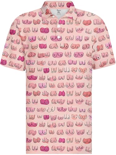 Image of PAGYMO Funny Golf Shirts for Men Crazy Printed Pattern Novelty Moisture Wicking Performance Mens Polo Shirt