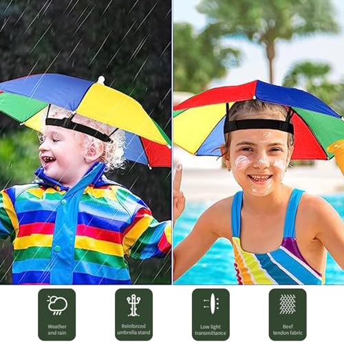 Rakiuty Rainbow Umbrella Hat, Portable Fishing Umbrella, Folding Sun Hat, for Outdoor Travel, Beach, Golf, Camping, 1 Piece
