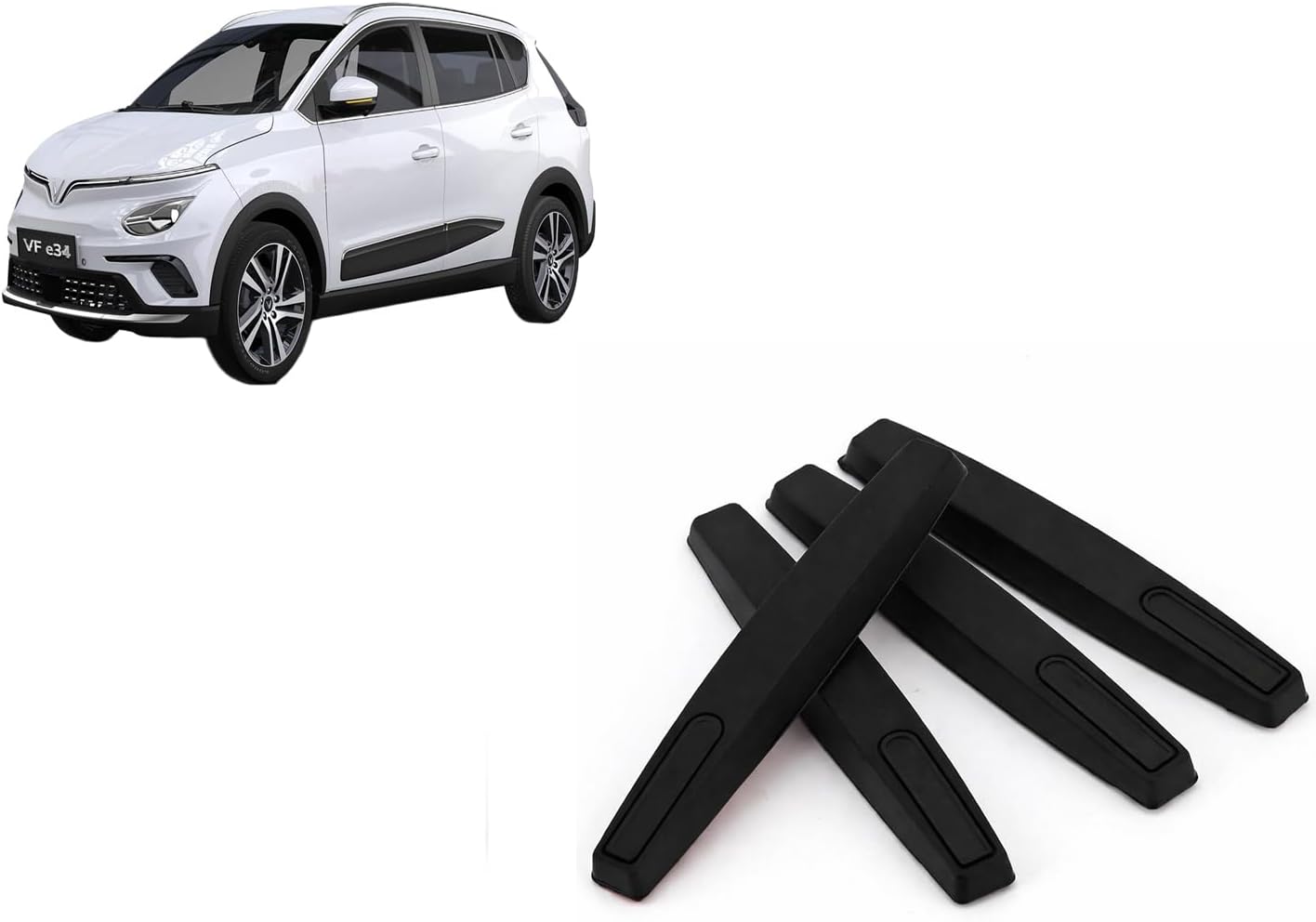 Car Accessories - Car Door Scratch Guard Compatible with Vinfast VF e34 Accessories All - Durable & Flexible Design (Set of 4 Pieces) (Black)