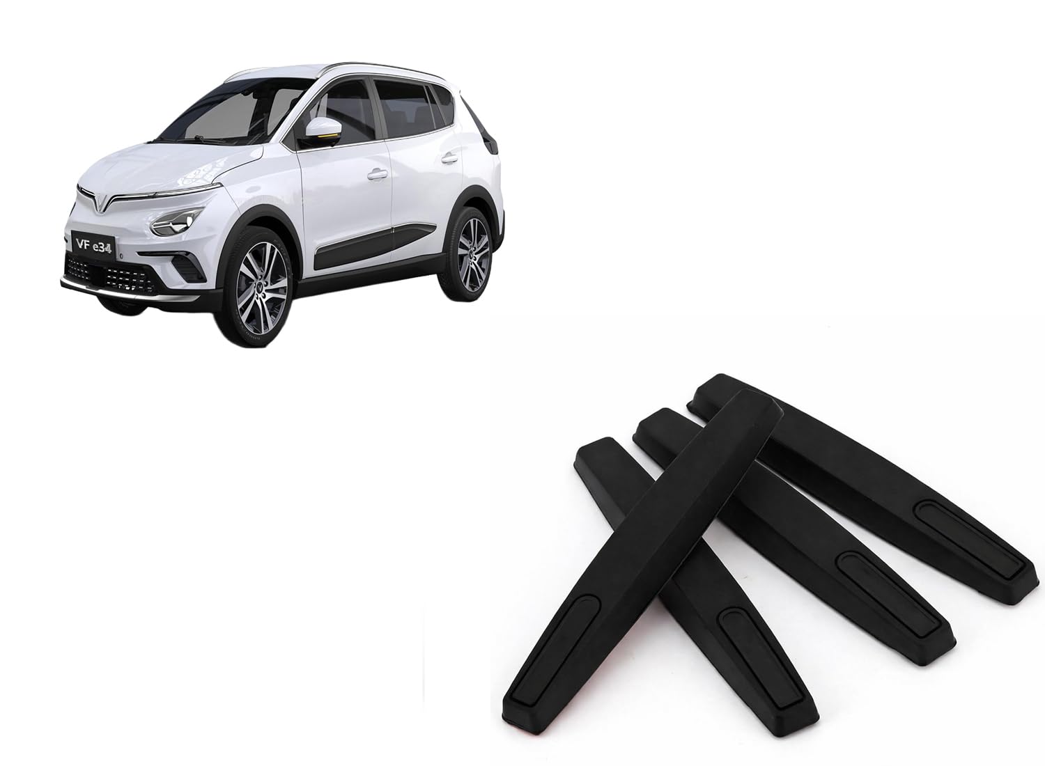 Car Accessories - Compatible with Vinfast VF e34 Accessories All - Car Door Scratch Guard - Durable & Flexible Design (Set of 4 Pieces) (Black)