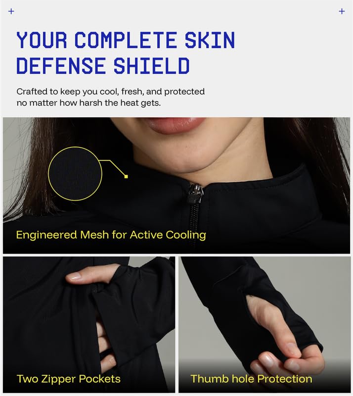 Image of Womens Sunscreen Jacket ICE Pro - UPF 50+ Cooling Jacket for Men & Women|Cool Rush Pro Tech,UV Protection,Breathable,Sweat-Wicking, Anti-Microbial, Lightweight Sun Hoodie for Outdoor Sports & Travel