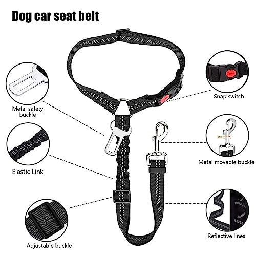 Anschnallgurt Hund Hundegurt Auto Zubehör Hundeanschnaller Hundegeschirr Sicherheitsgurt Autogurt Hunde Gurt Sicherheitsgeschirr fürs Auto, 1+1
