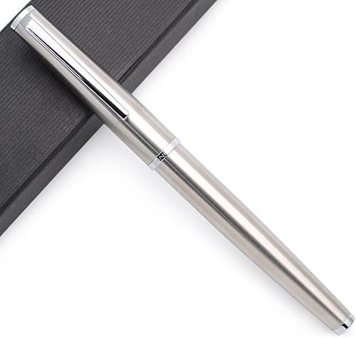 xixixiaozhu JINHAO - Pluma estilográfica de metal serie 95 (acero inoxidable, punta F de 0.020 in)