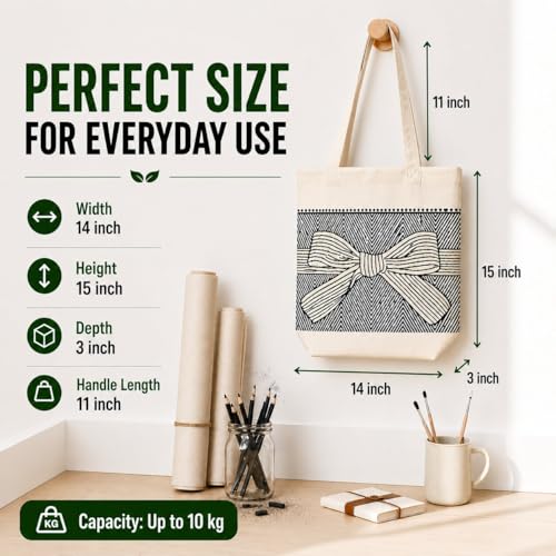 Image of Canvas Tote Bag for Women with Zipper
