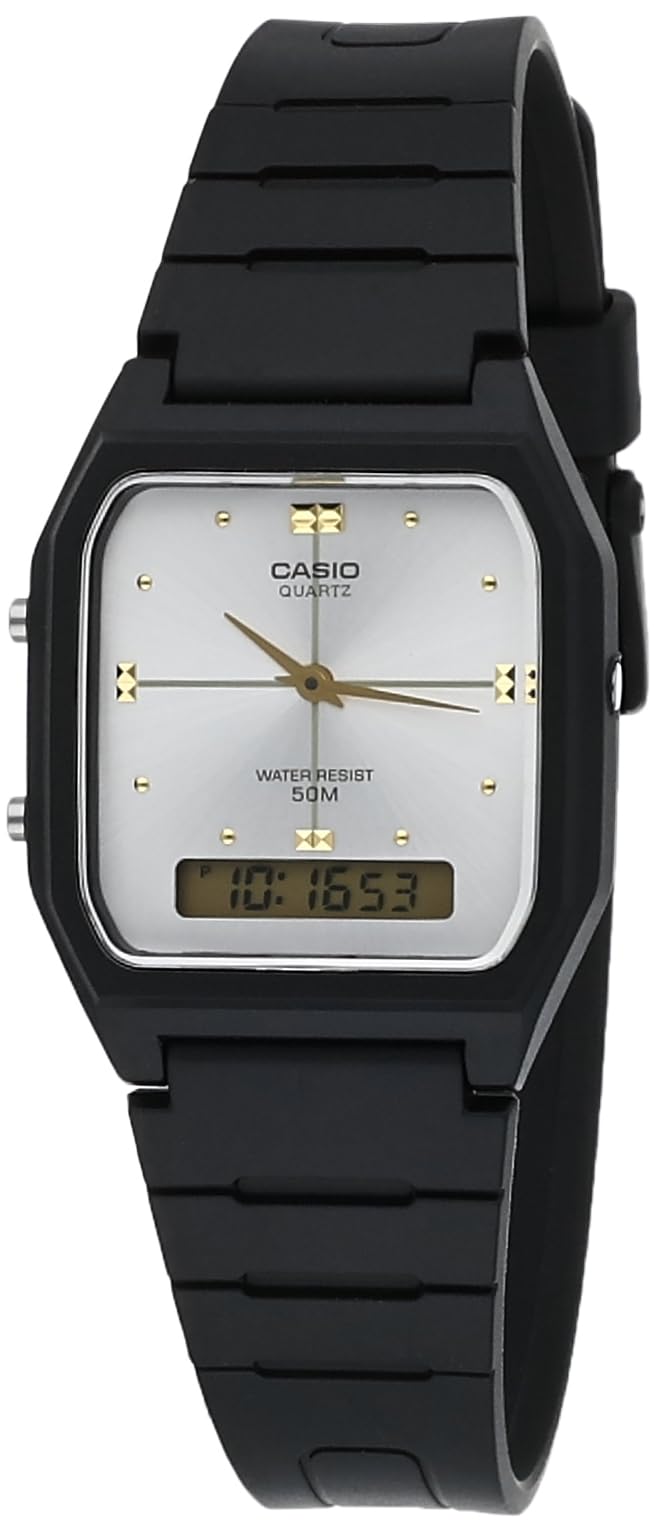 Men's Core AW48HE-7AV Black Resin Quartz Watch with Silver Dial