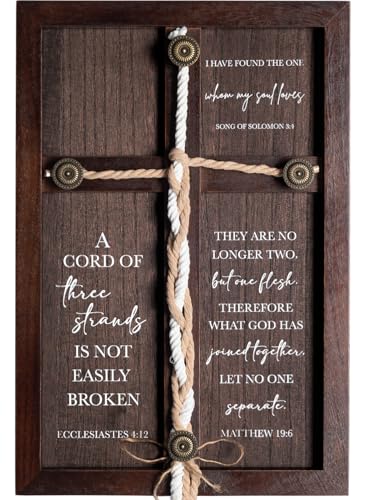 A Cord Of Three Strands Wedding Ceremony Sign 15X10 Unity Cross Rope Braid Decor Unity Ceremony Idea Anniversary Wedding Gift For Couple Parents Newlyweds Christian Marriage Handfasting Cord
