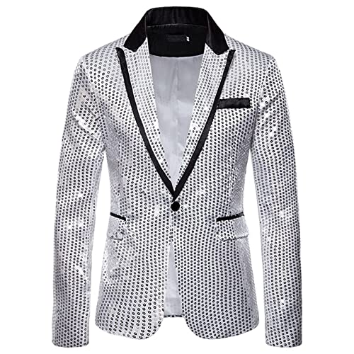 Dawwoti Blazer masculino com lantejoulas terno jaqueta de luxo brilhante slim blazer smoking retrô p