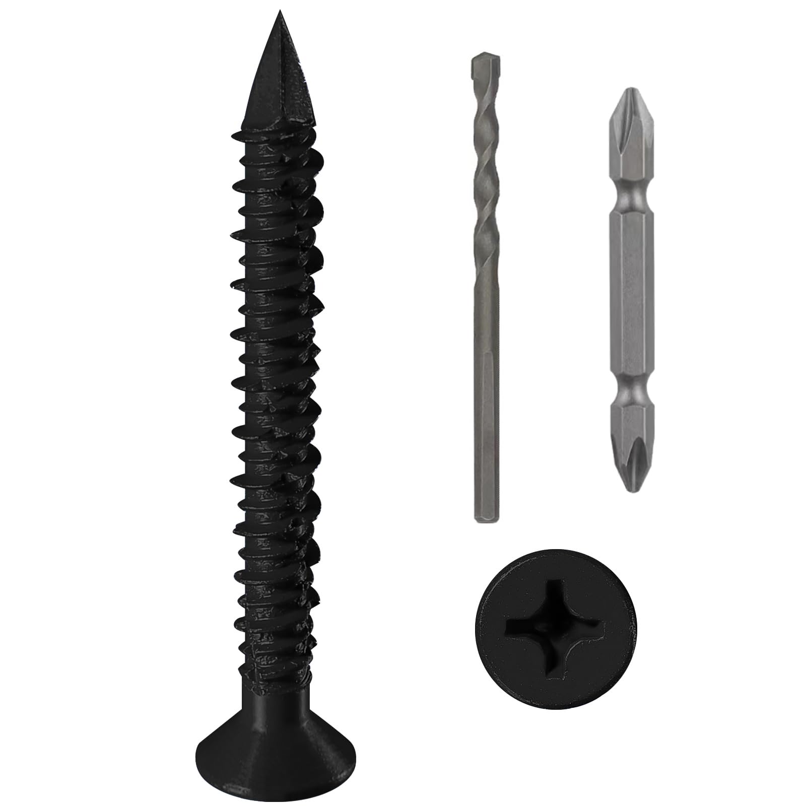 WenSilon(30 PCS) 3/16" x2-1/4 Black Concrete Screw Anchor Black Flat Head for Anchoring to Masonry, Block or Brick Stucco
