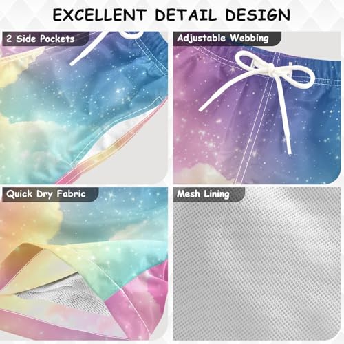 Pigsaly Boys' Swim Board Shorts Rainbow Gradient Stars Starry Boy's Swim Trunks Kids Swimwear 2T3