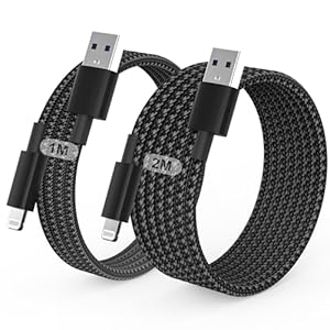 2Pack for iPhone Charger Cable, 1M+2M for Lightning to USB Cable MFi Certified, Fast Charging Braided Lead for iPhone 14/13/12/11/Pro Max/XS/XR/8/7/6/Plus/5 SE, for iPad