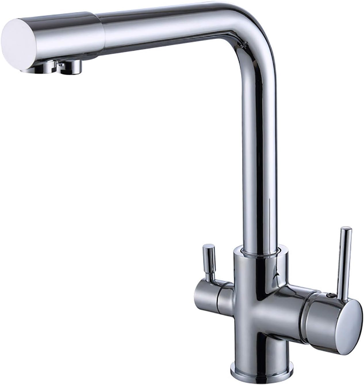 SaryEdge Kitchen Sink Tap, 360 Degree Swivel Spout, Kitchen Water Filter Faucet for RO Reverse Osmosis & Filter, Three-Way Faucet, Double Handle Dual Ways Spou，，