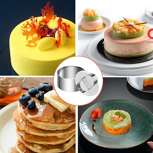 4 Pcs Round Ring Mold for Cooking,Stainless Steel 3 inch Food Molds with 1 Pusher for Cake Dessert Mousse Tuna Tartare by CINBILCORN - Image 7