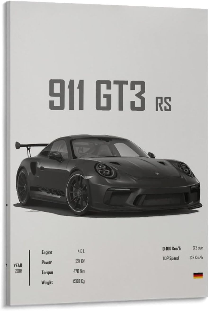 TN ESSENTIAL Wall Art Decor Canvas Poster - Porsche 911, Silvia, F1 Cars and More - Framed and Unframed (STYLE C, 8 X 10 FRAMED)