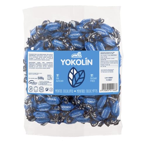 Caramelos Cerdán - Caramelo sin Azúcar Yokolín Sabor Mentol y Eucalipto | Bolsa de 150 Uds - 500 grs | Caramelo Duro Sin Gluten ni Alérgenos | Ideal para Fiestas, Eventos y Cumpleaños - 500 grs