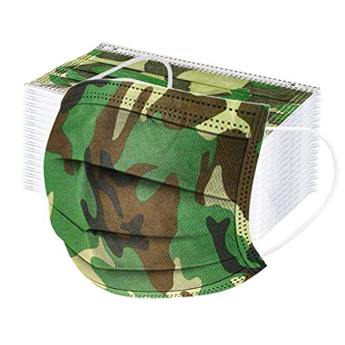Harpily ??????????? ??????????? 50 Piezas Unisex Cubierta Facial Camuflaje para Adulto 3 ply Tela de importación Talla única para Hombre Mujer (Camuflaje C.)