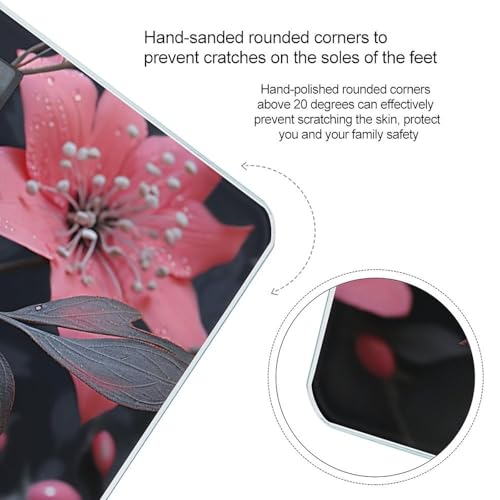 Báscula digital de baño con diseño floral rosa y negro miniatura 4