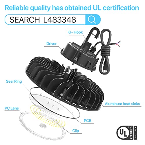 Hyperlite High Bay Led Lights 150W 21,000Lm (140Lm/W) 1-10V Dimmable, Ul Listed 4000K Ufo Led High Bay Light For Shop Barn Garage, Alternative To 600W Mh/Hps, 5-Year Warranty #TOP4