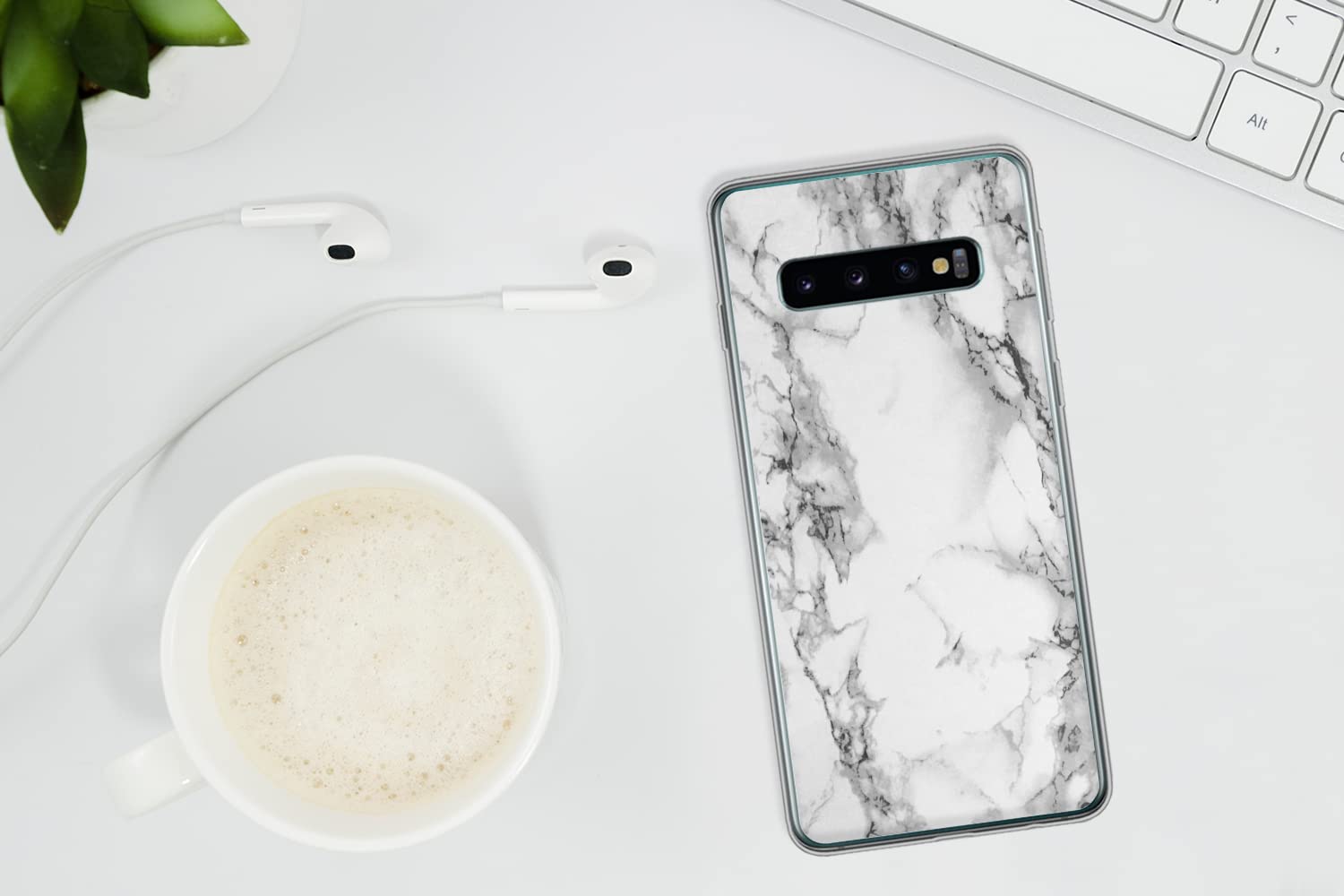 Funda para Samsung Galaxy S10 - Mármol - Piedra - Blanco - Gris - Negro - Aspecto de mármol - Funda de Silicona/Funda Blanda para teléfono móvil