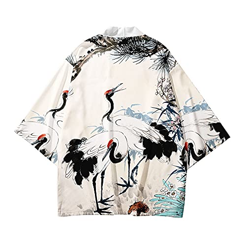 Image of DOVWOER Women's and Men Cardigan Jackets Japanese Kimono Casual Open Front Lightweight Coat