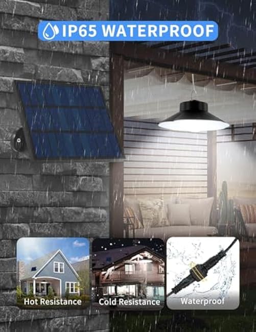 papasbox Solar Shed Lights Indoor Outdoor,Led Battery Powered Pendant Lights, Dusk to Dawn,4 Modes(Timer Lighting|Auto-On|5 Dimmable|Daytime-On) Waterproof Ip65 for Barn, Gazebo, Shop, Garage