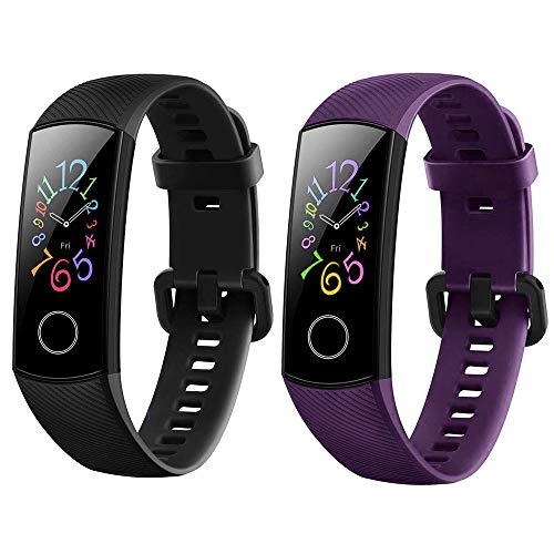 Rayfit Pulseras de Repuesto para Honor Band 5 Band 4 Correa Repuesto de Honor Band 5 Band 4 (Negro + Púrpura)