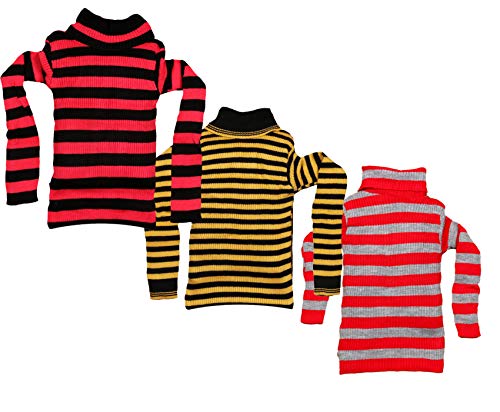 Image of IndiWeaves Boys Wollen Warm High Neck Full Sleeves T-Shirt /Inner /Skivvy for Winter Pack of 3(10110-171830-IW-P3-24 Red /Yellow /Gray 4-5 Years)