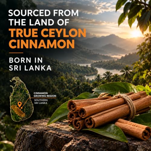 Image of 100 g True Ceylon Cinnamon Sticks | Authentic Sri Lankan Quills, Cinnamomum verum | Soft Bark, Delicate Aroma, Low Coumarin | Whole Dalchini for Tea, Coffee, Masala Chai, Baking, Desserts, Curries, Biryani and Spice Blends