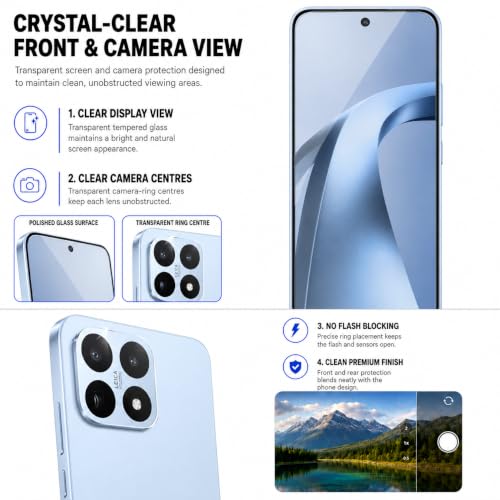 Image of FIRST MART Tempered Glass for Xiaomi 17T 5G with Silver Camera Ring Guard & Installation Kit | HD Clear Edge-to-Edge Screen Protector, Scratch Resistant, Case-Friendly | Pack of 1