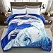 Marina Decoration Reversible 8 LB Oversized Heavy Woven Fluffy Plush Soft Warm Korean Style Mink 2 Ply Rich Printed Animal Flannel Fleece Throw Raschel Blanket, 78 x 86 Inch Bald Eagle Dolphin