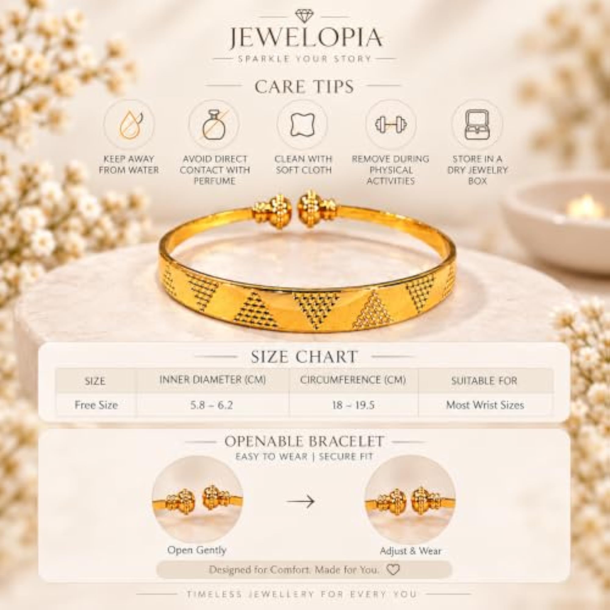 Plated Openable Kada Bracelet, Elegant Design for Gifting