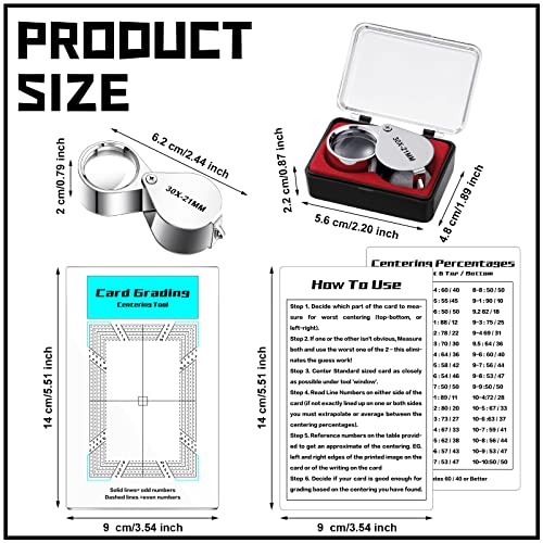 Sintuff 4 Pcs Card Grading Centering Tool Set With 30X Magnifying Tool Card Centering Grading Tool Includes Centering Guide And Card Centering Tool Graded Card Submissions Card Center Tool #TOP2