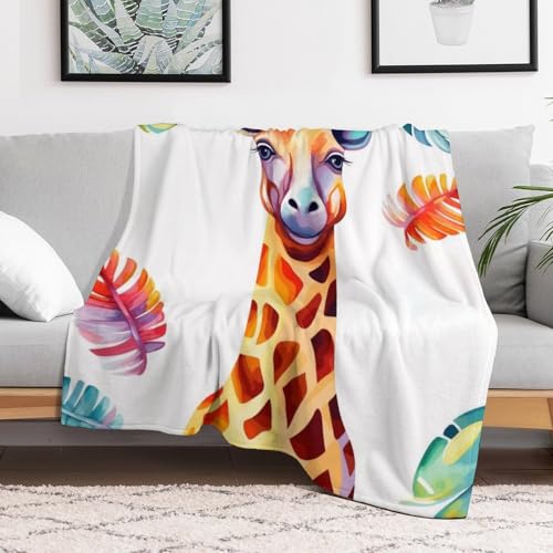 Couverture flanelle douillette imprimée girafe plaid lit - 7