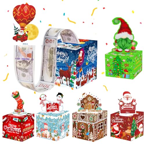 6 Pack Christmas Money Box for Cash Gift Pull, Christmas