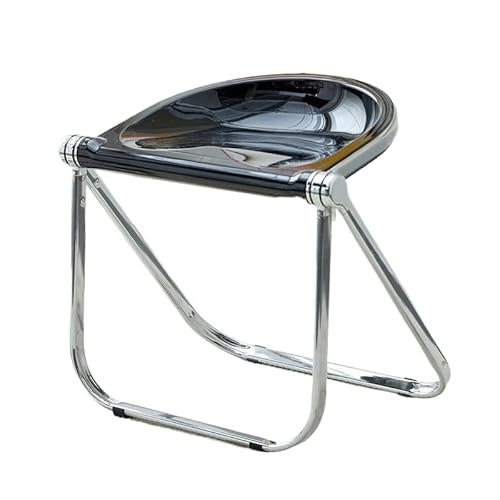 タシディタシディ 折りたたみチェア 折りたたみ椅子 透明 折り畳み 背もたれ 軽量 持ち運び 電気メッキフレーム 滑り止めパッド付き 組み立て不要 ダイニング インテリア 家庭用 (E)