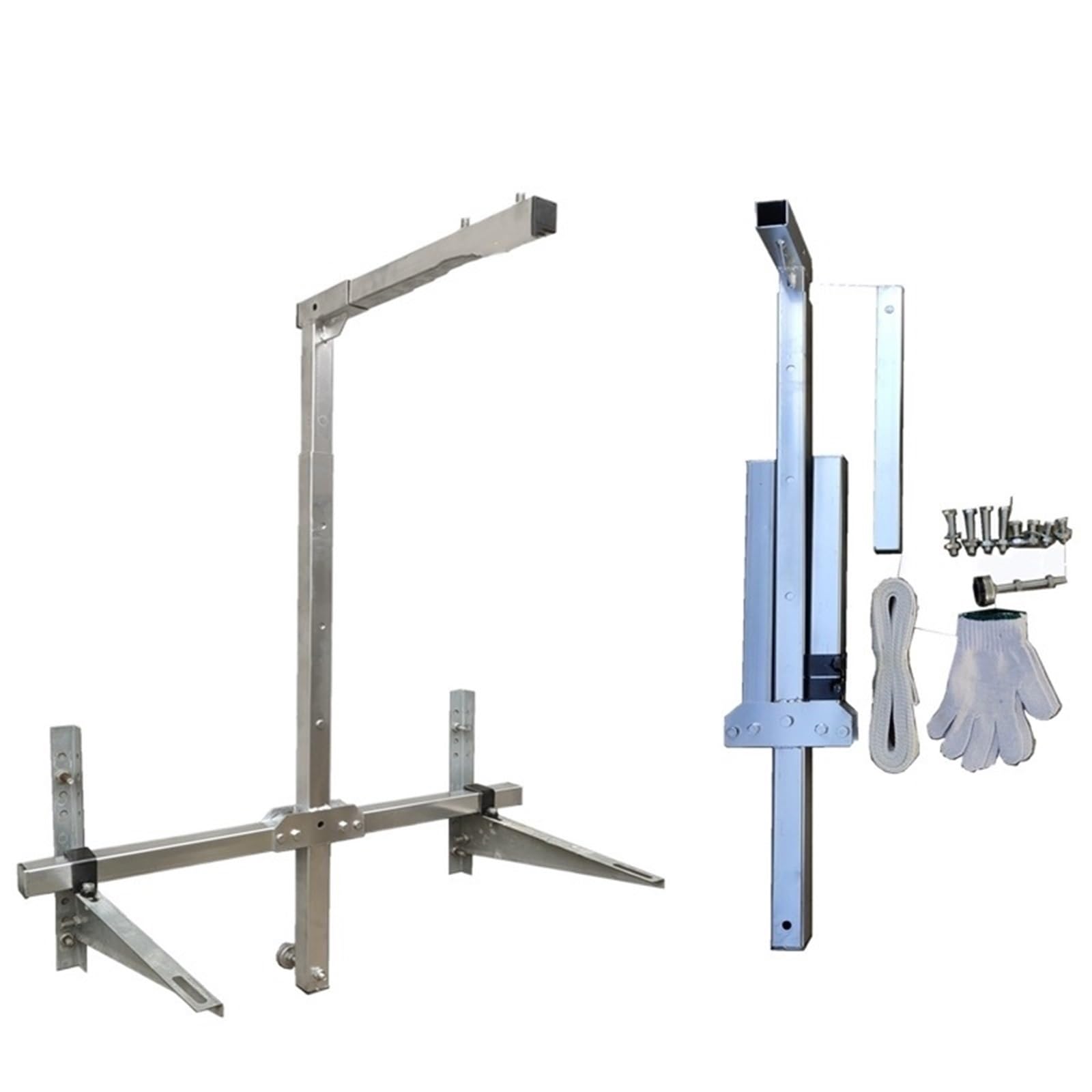 Air Conditioner Outside Installation Lifting Tool, Stainless Steel Bracket + Self-Locking Manual Winch, 1pcs Set MINGPING(Without Winch)