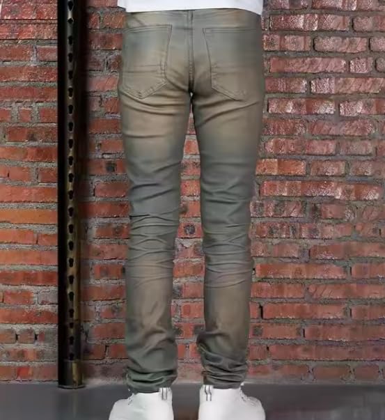 Relaxed Men's Jeans - Slim Waist, Straight Leg, Long Length, with Unique Distressed Design4