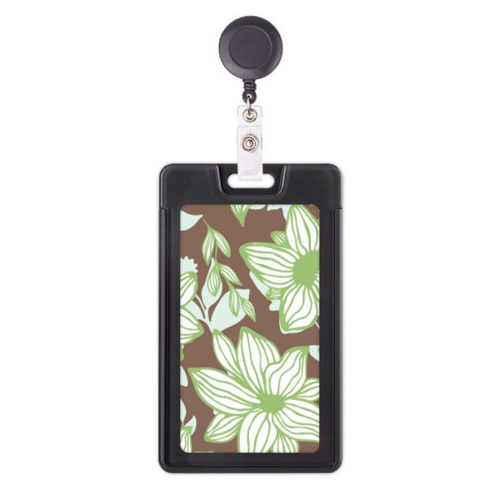 Porte-badge rétractable haut de gamme imprimé floral vert marron