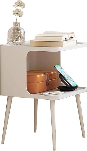 Miniatura 1 de Mesa auxiliar, mesita de noche moderna, mesa auxiliar, mesita de noche, mesa decorativa de metal con estante de almacenamiento abierto para sala de