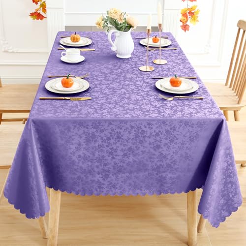 Image of Smiry Rectangle Table Cloth, Waterproof Heavy Duty Vinyl Tablecloths, Wipeable Washable Table Cover for Kitchen and Dining Room (Purple, 52 inch X 70 inch)