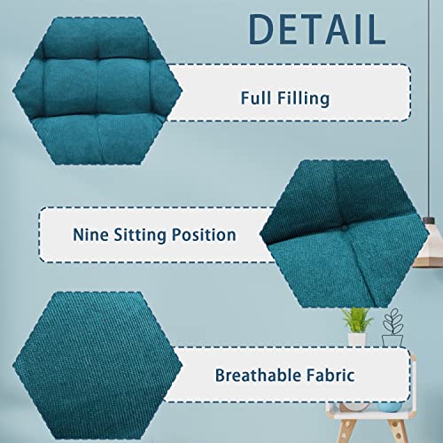 Egobuy Meditation Floor Pillow, Square Large Pillows Seating For Adults, Blue Tufted Corduroy Cushions For Outdoor Yoga Tatami Fireplace Living Room, Memory Foam Filing, Blue, Cushion 22 X 22 Inch #TOP4