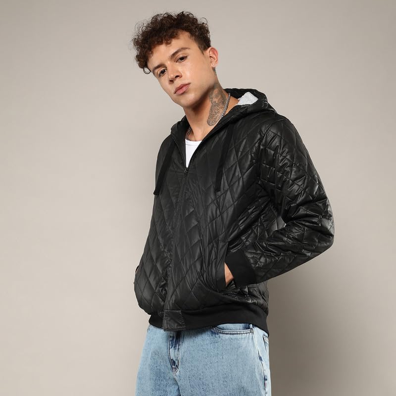 Image of CAHOOT Men's Fur-Lined Suede Bomber Jacket For Casual Wear | High Neck | Long Sleeve | Zipper Closure | Jacket Crafted With Comfort Wear For Everyday Wear